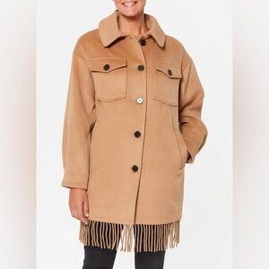 NWT Sanctuary Fringe Wool Blend Coat Camel Size M